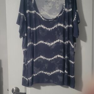 Torrid Navy and White Tie-Dye Top